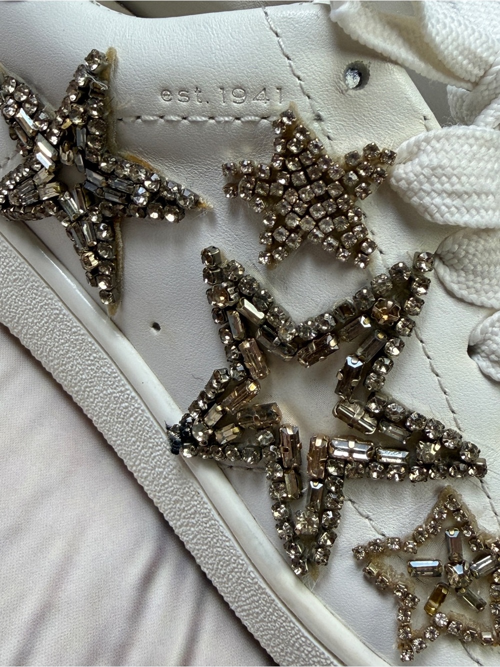 COACH white sneakers with embellished gold stars, size 6 - Picture 4 of 12
